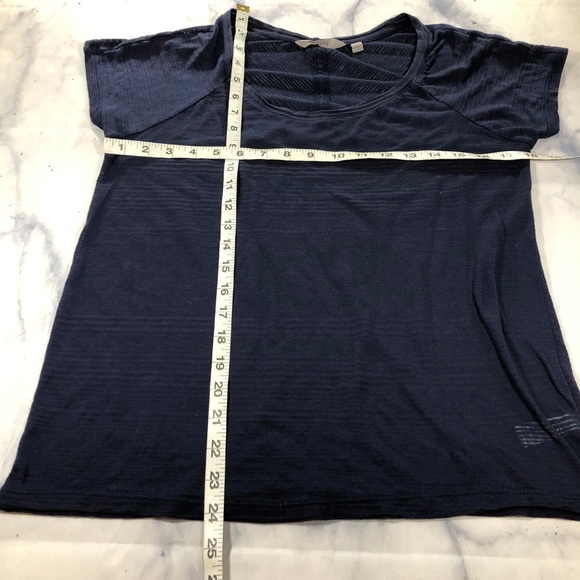 Athleta Navy Blue Burnout Striped Illuminate Tee - Picture 7 of 8